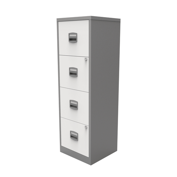 Stuff4offices Bisley A4 Homefiler 4 Drawer Silver White By78733