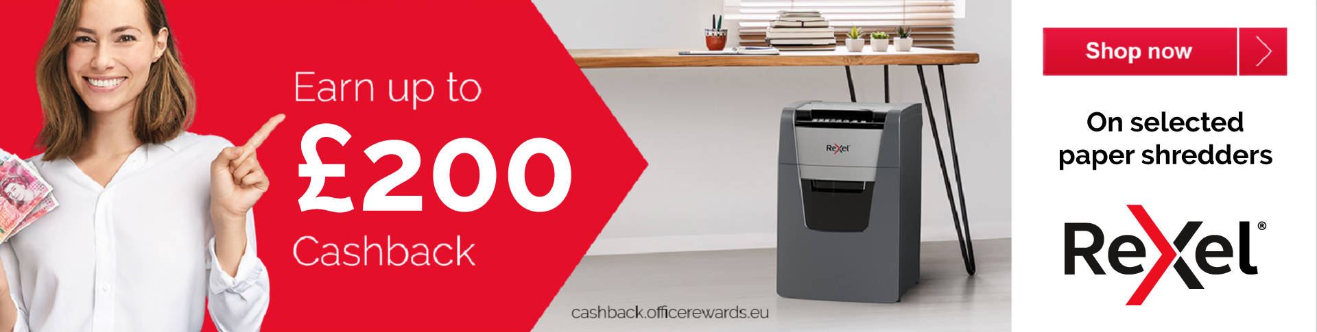 Up to £200 Cashback on Rexel Shredders! Banner Image