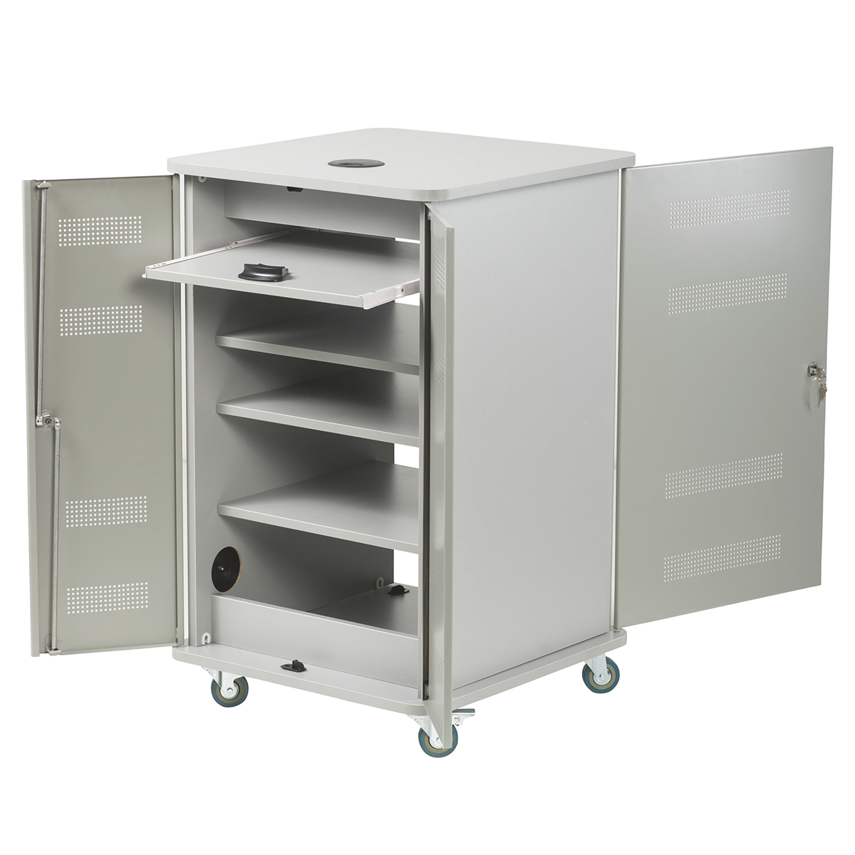Nobo Multimedia Cabinet Silver/Grey