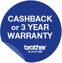 Claim up to £80 cashback or a 3 year warranty with Brother! Icon
