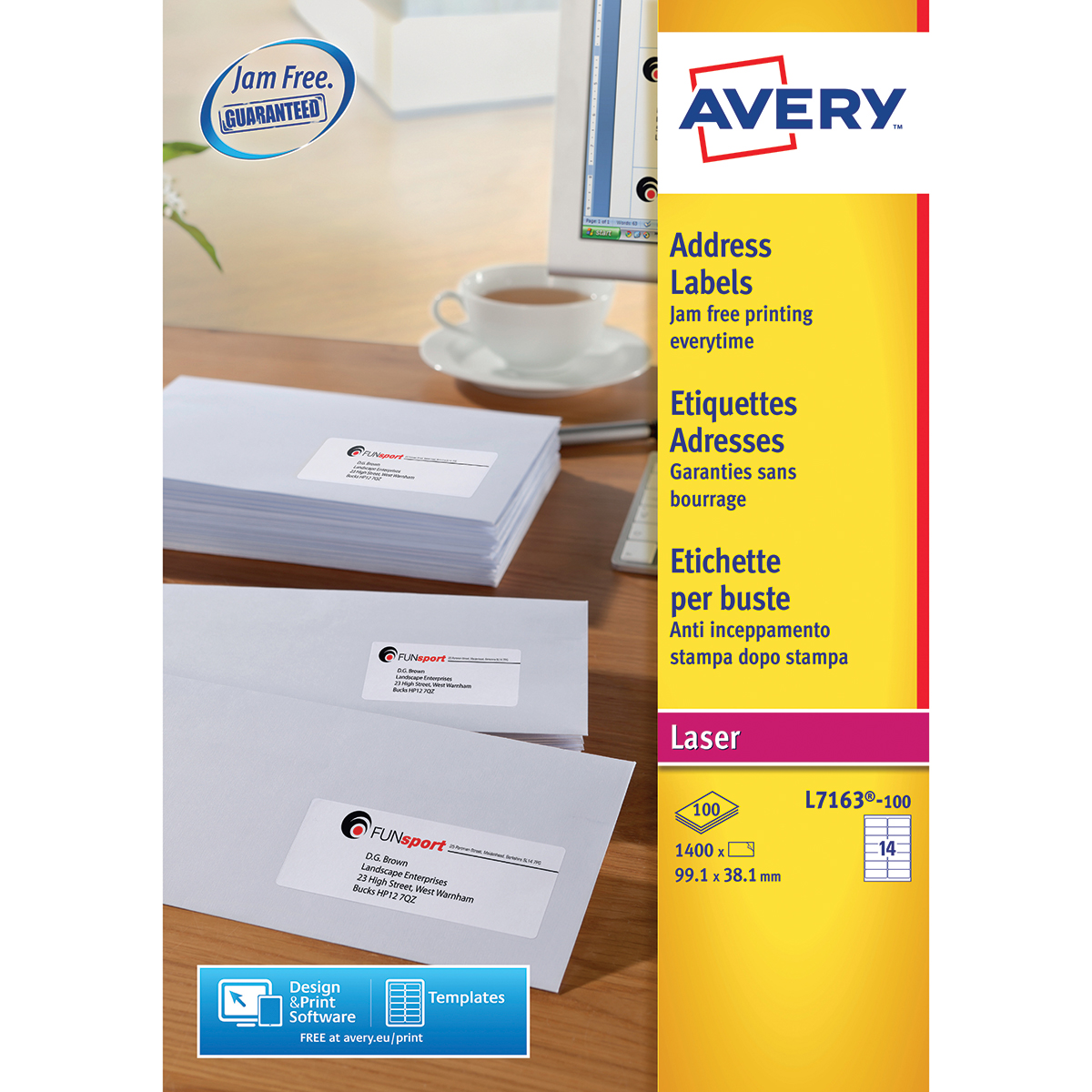 Stationery Supplies Avery L7163100 Address Labels 100 sheets 14